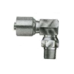 MegaCrimp G25106-0808 Hose Coupling, 1/2-14, Crimp x NPTF, 90 deg Angle, Steel, Zinc