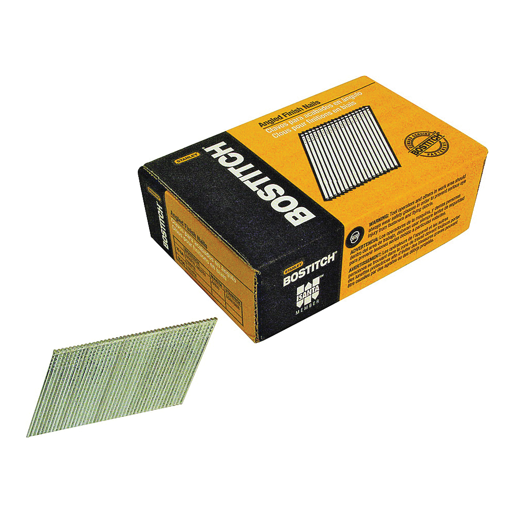 FN1536 Finish Nail, 2-1/4 in L, 15 Gauge, Galvanized Steel, Coated, Round Head, Smooth Shank