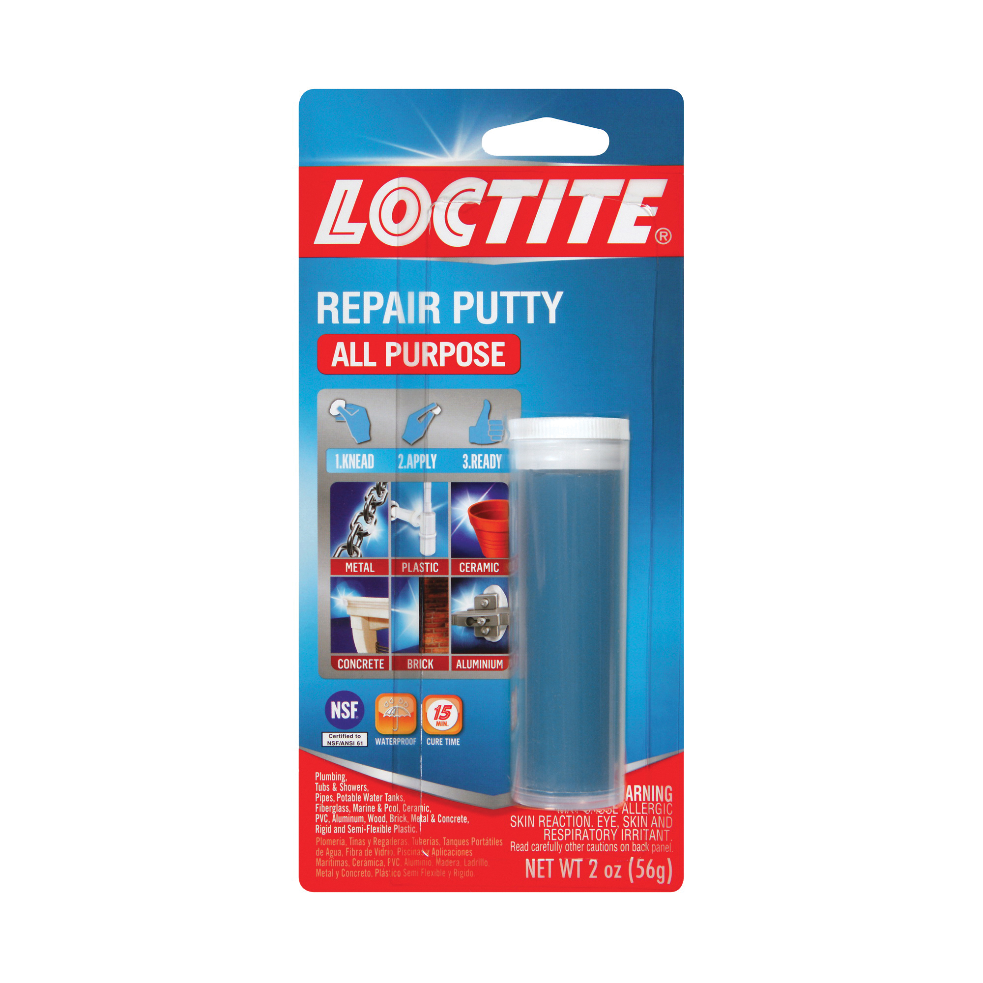 1999131/431348 All-Purpose Repair Putty, Solid, Blue/White, 2 oz Carded Cylinder