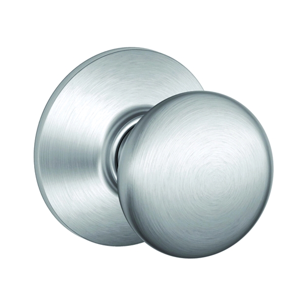 Plymouth Series F10CSV 626 Passage Knob, Metal, Satin Chrome, 2-3/8, 2-3/4 in Backset, 1.63 x 2.25 in Strike