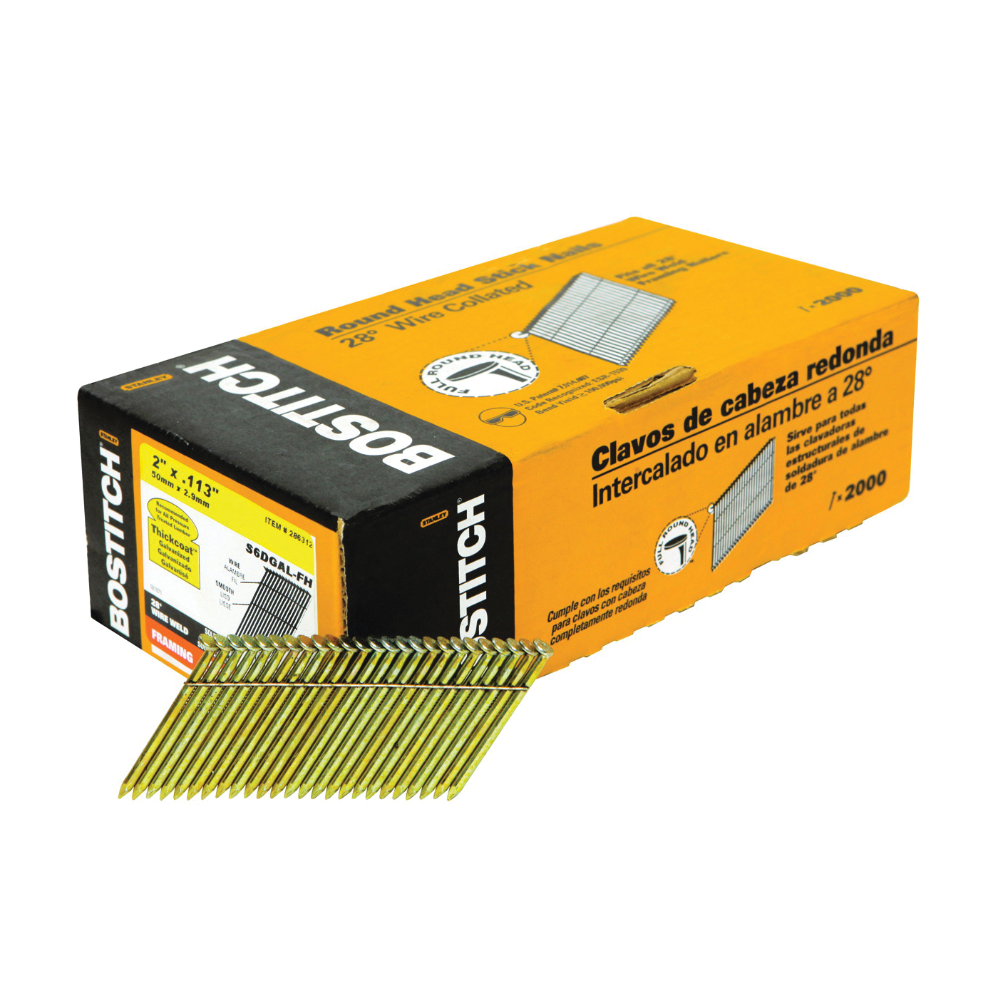 S6DGAL-FH Framing Nail, 2 in L, Steel, Thickcoat, Full Round Head, Smooth Shank