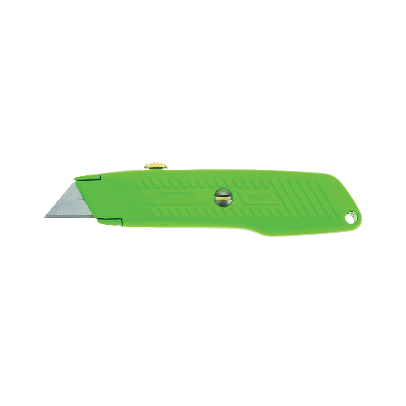 Stanley 10-179 Utility Knife, 2-7/16 in L Blade, 3 in W Blade, HCS Blade, Contour-Grip Handle, Green Handle
