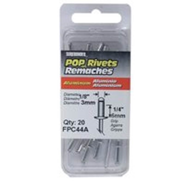 Surebonder FPC44A Pop Rivet, Short, 1/4 in L, Aluminum, 20/BX