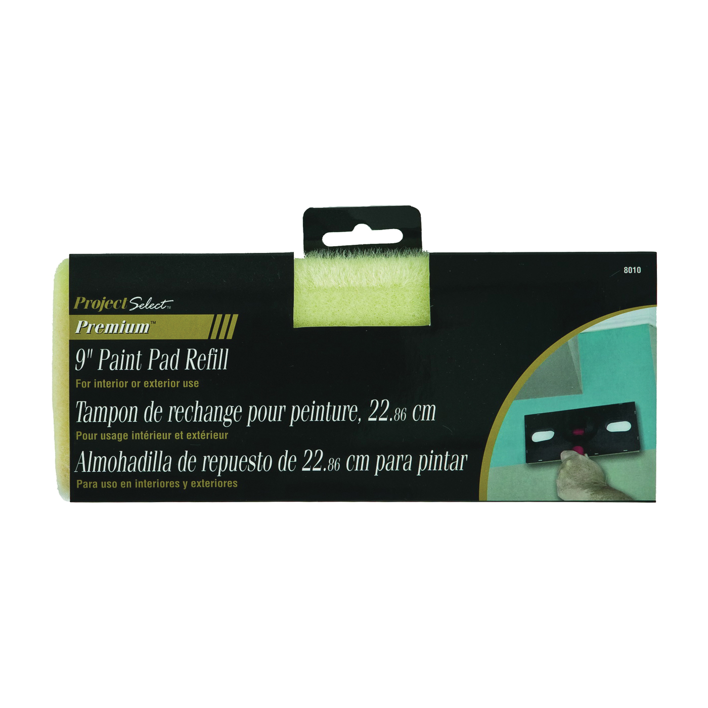 Linzer 8010-9 Paint Pad Refill, 9 in W Pad, Flocked Foam Pad