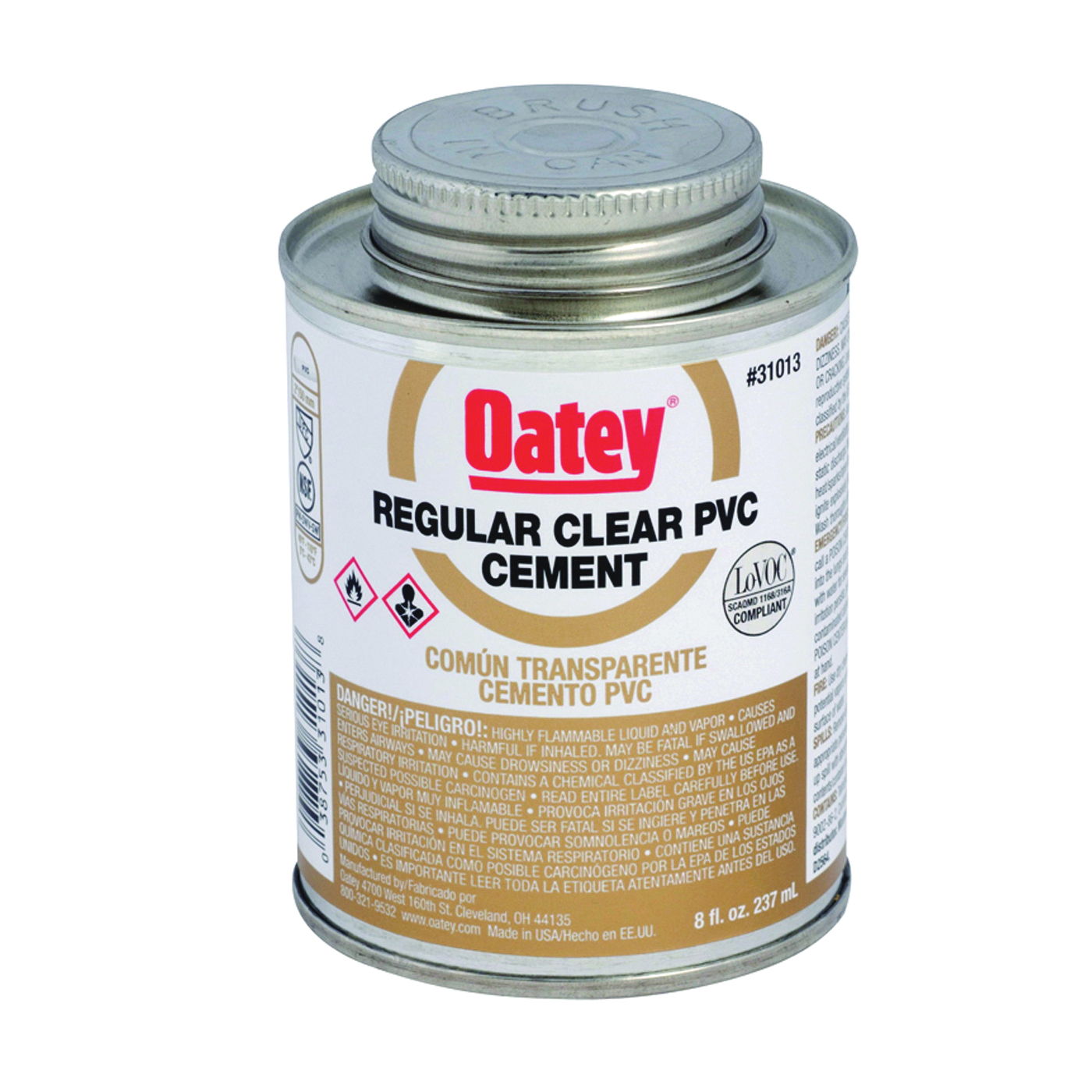 Oatey 31013 Solvent Cement, 8 oz Can, Liquid, Clear - 2