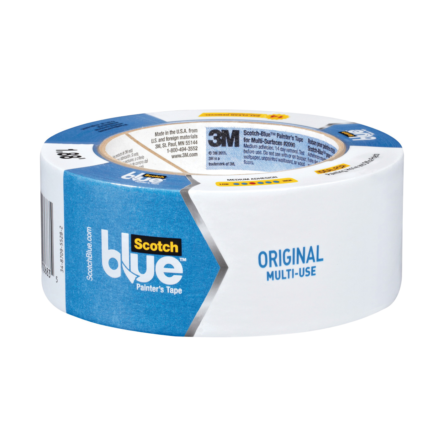 2090-48A Painter's Tape, 60 yd L, 1.88 in W, Crepe Paper Backing, Blue