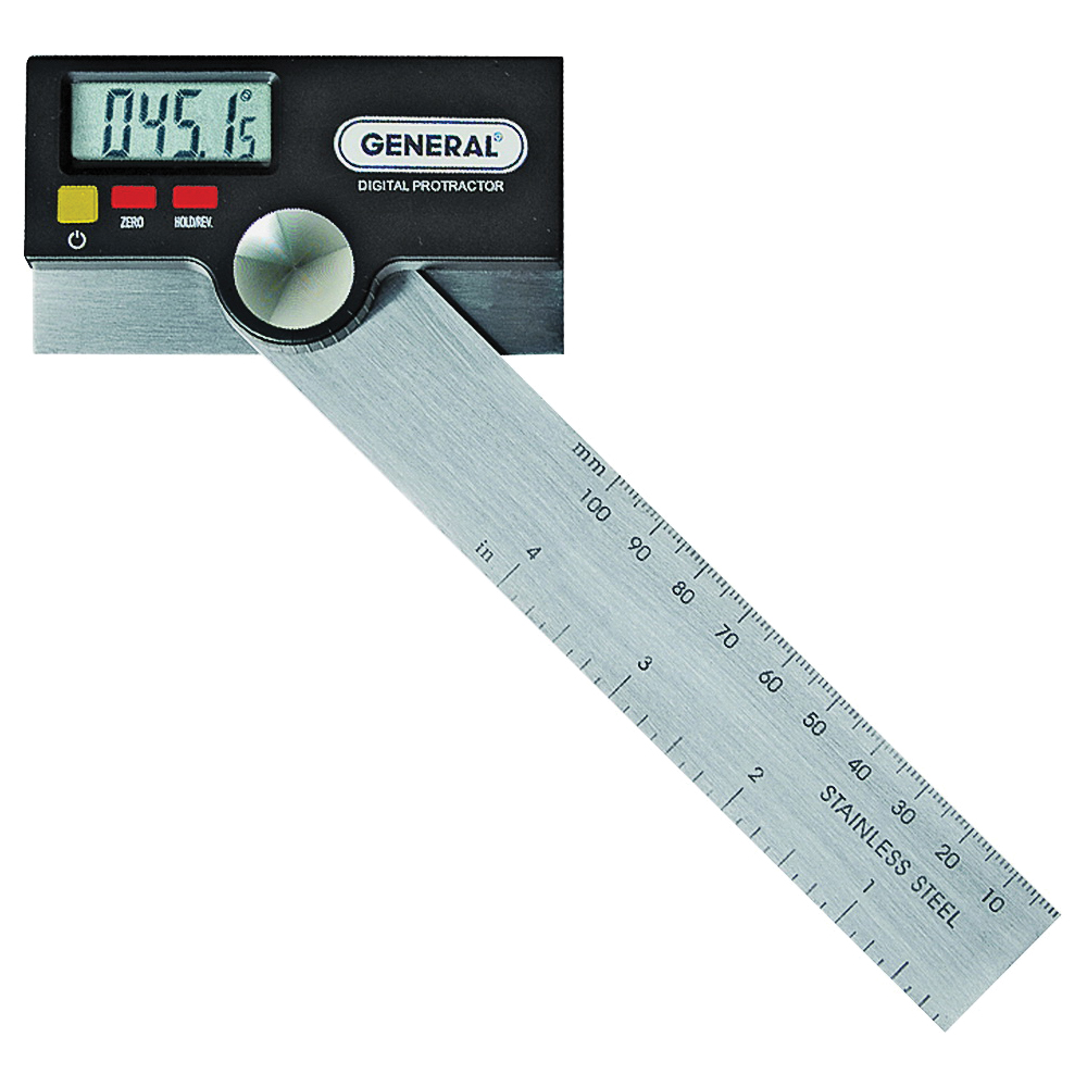 GENERAL 1702 Digital Protractor with Thumb Nut, 0 to 180 deg, Stainless Steel - 1