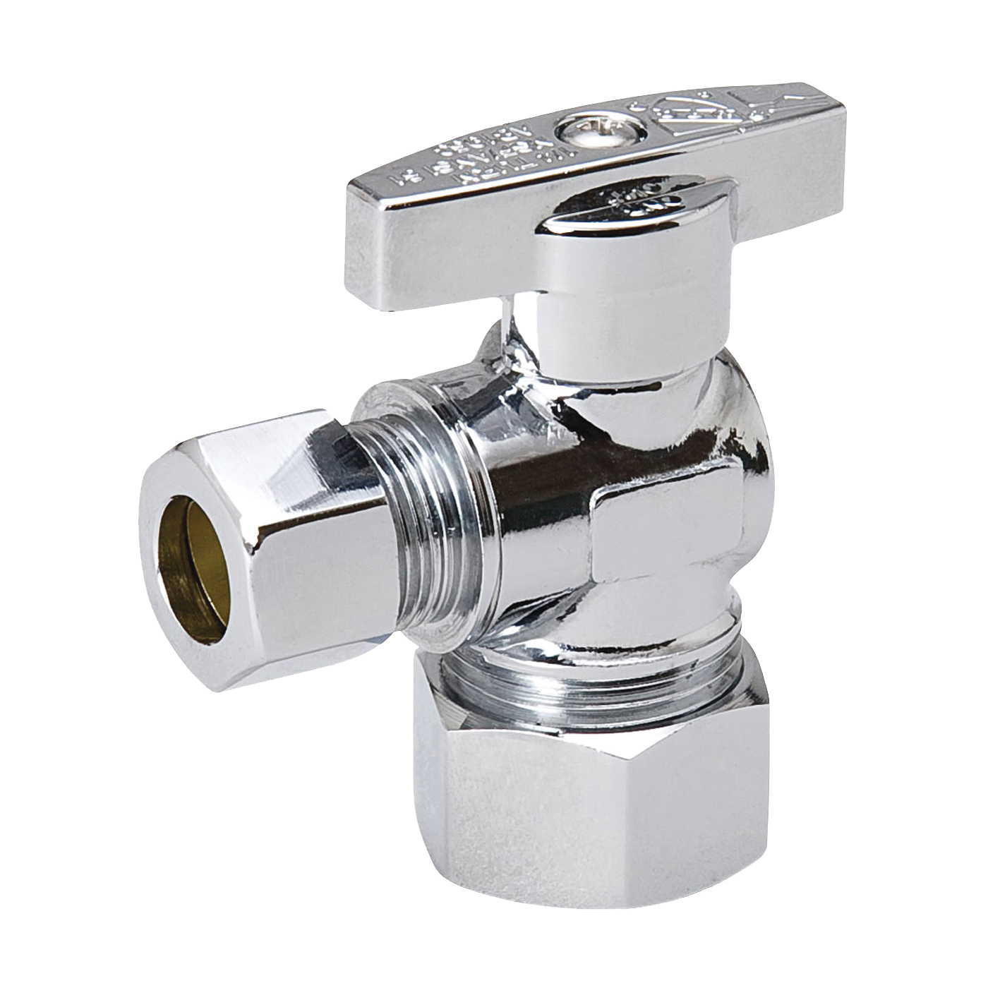190-032HC Stop Valve, 5/8 x 3/8 in Connection, Compression, 125 psi Pressure, Brass Body