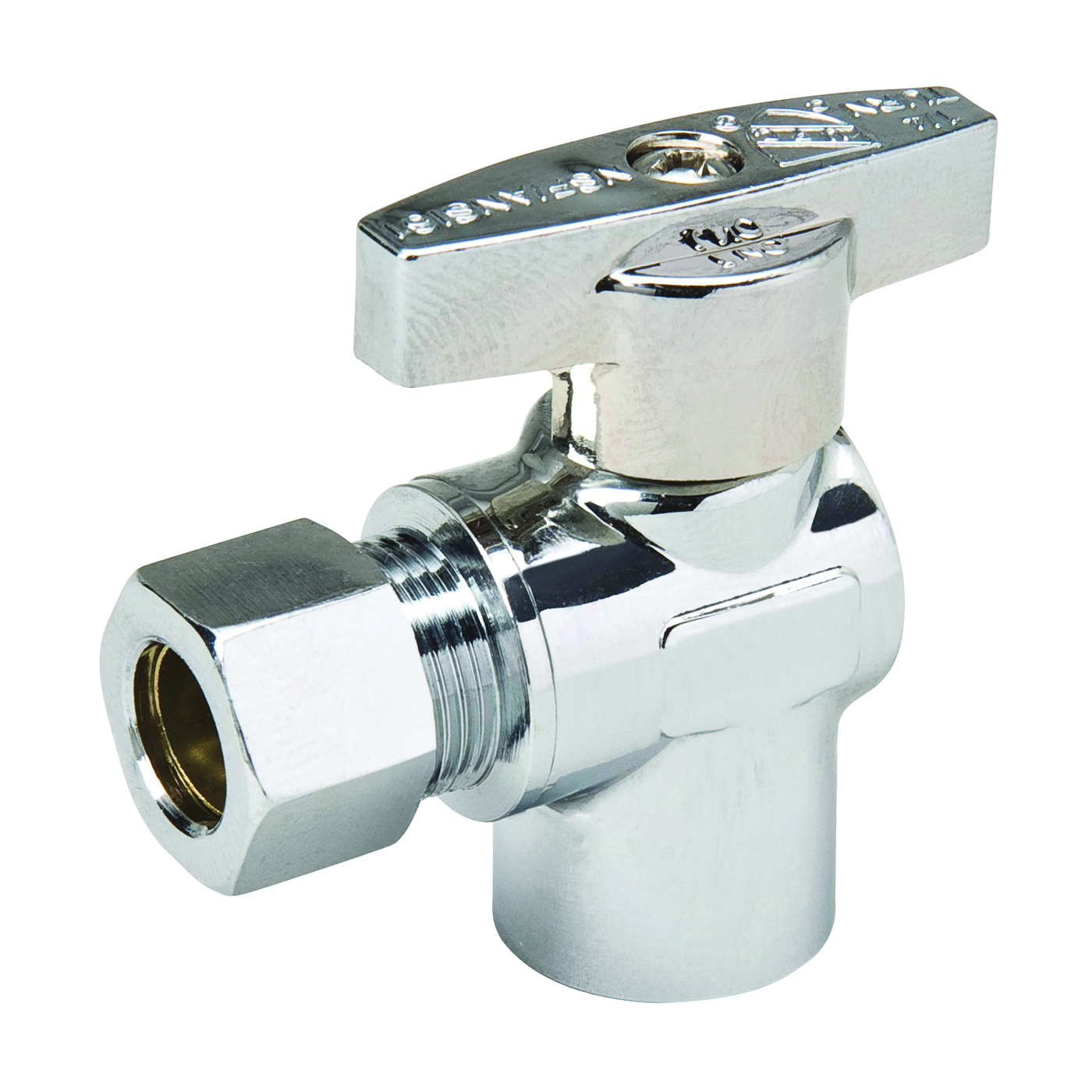 190-432HC Stop Valve, 1/2 x 3/8 in Connection, Compression x Sweat, 125 psi Pressure, Brass Body