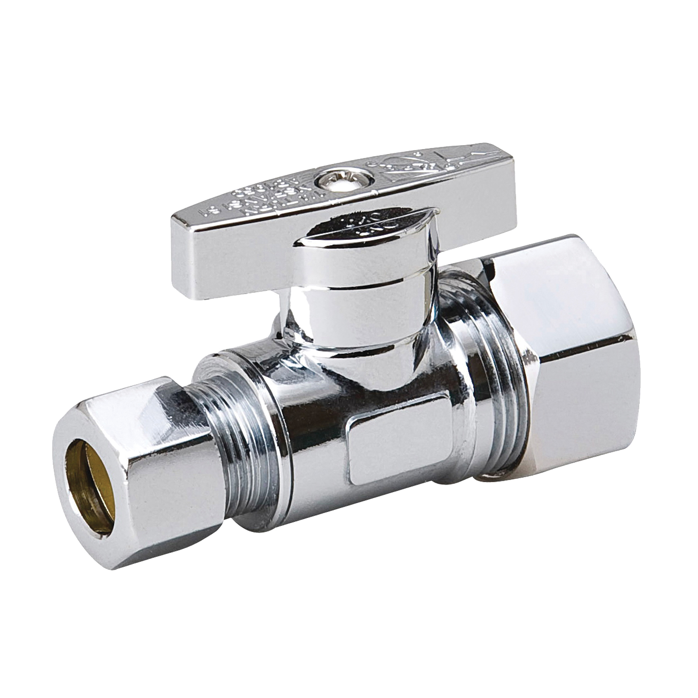 191-032HC Supply Line Stop Valve, 5/8 x 3/8 in Connection, Compression, 125 psi Pressure, Brass Body