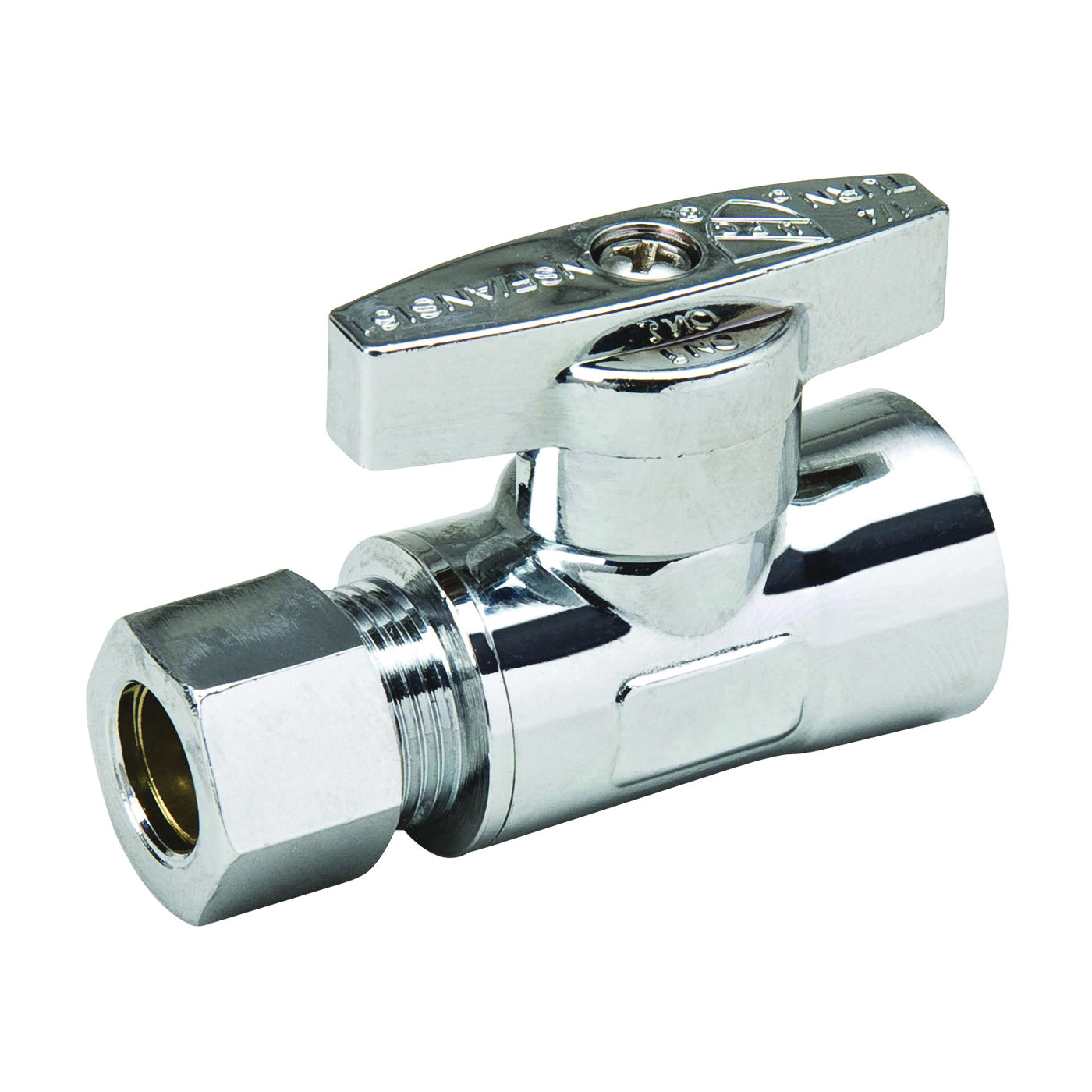 191-222HC Supply Line Stop Valve, 3/8 x 3/8 in Connection, Compression x FIP, 125 psi Pressure, Brass Body