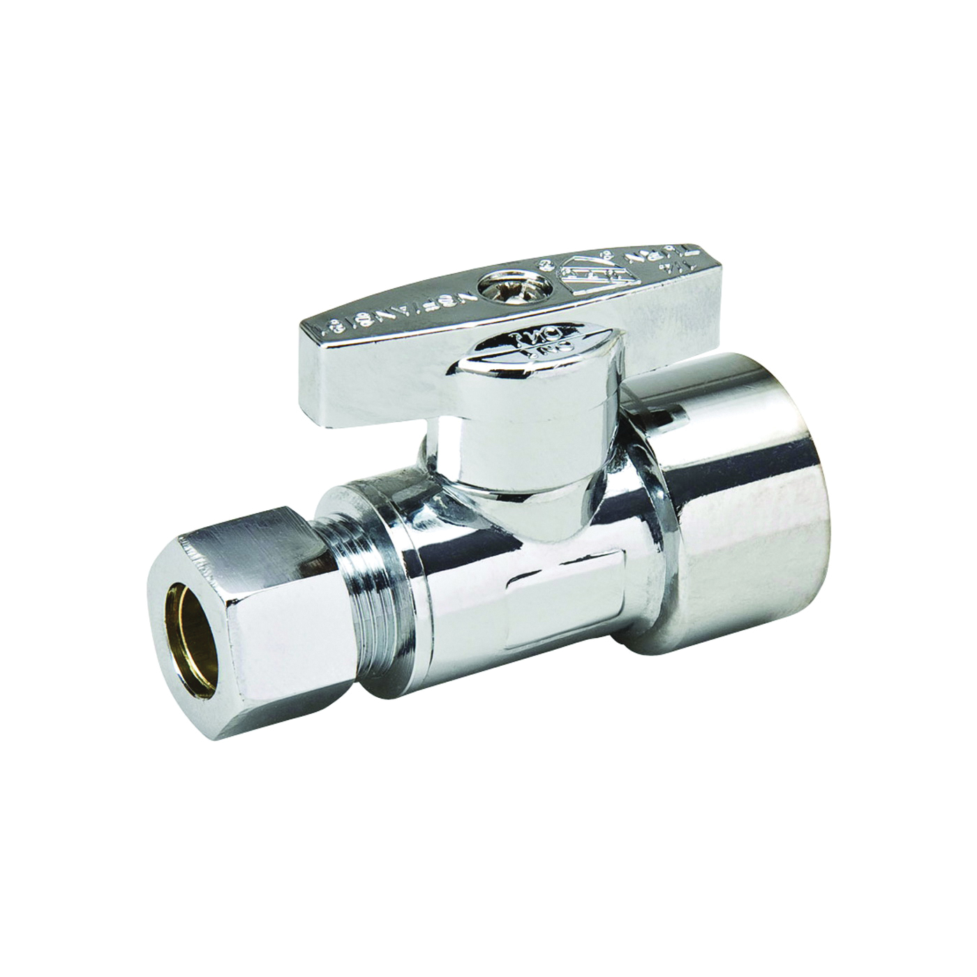 191-232HC Supply Line Stop Valve, 1/2 x 3/8 in Connection, Compression x FIP, 125 psi Pressure, Brass Body