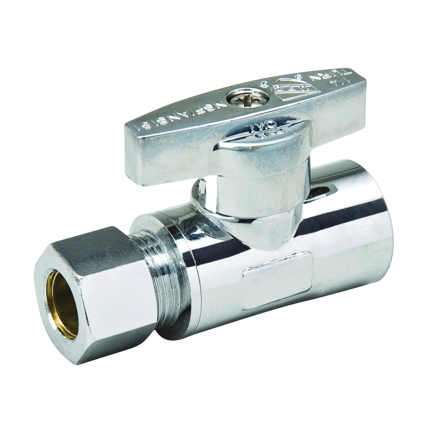 191-432HC Supply Line Stop Valve, 1/2 x 3/8 in Connection, Sweat x Compression, 125 psi Pressure, Brass Body