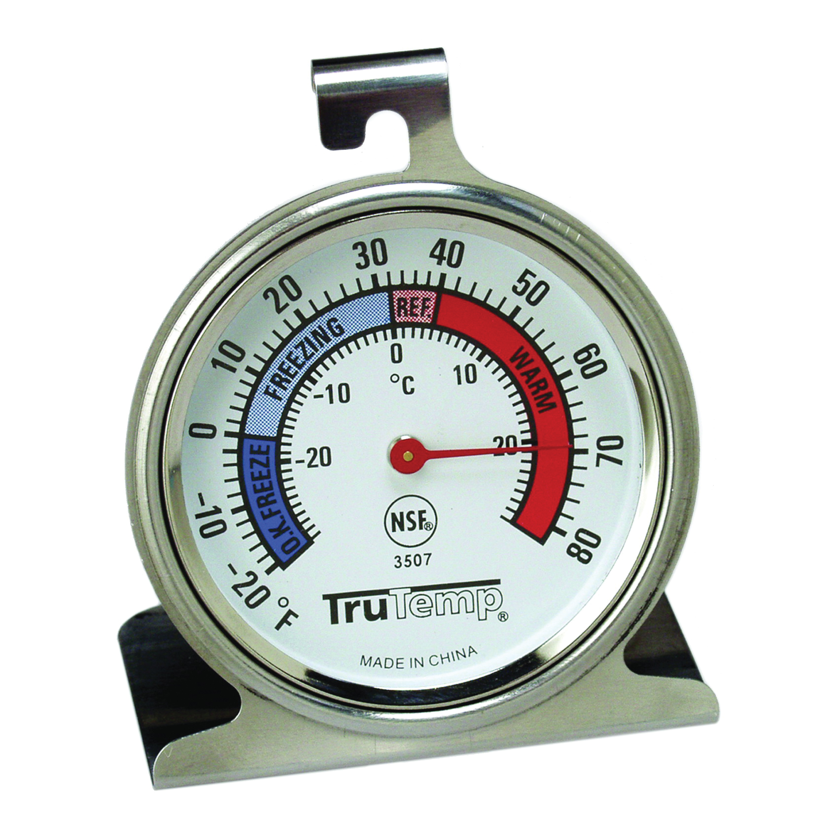 Taylor 3507 Refrigerator/Freezer Dial Thermometer,-20 to 80 deg F, Analog Display, Gray