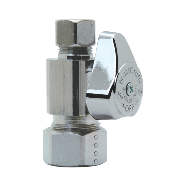 G2CR14X CD Stop Valve, 1/2 x 3/8 in Connection, Compression, 125 psi Pressure, Brass Body