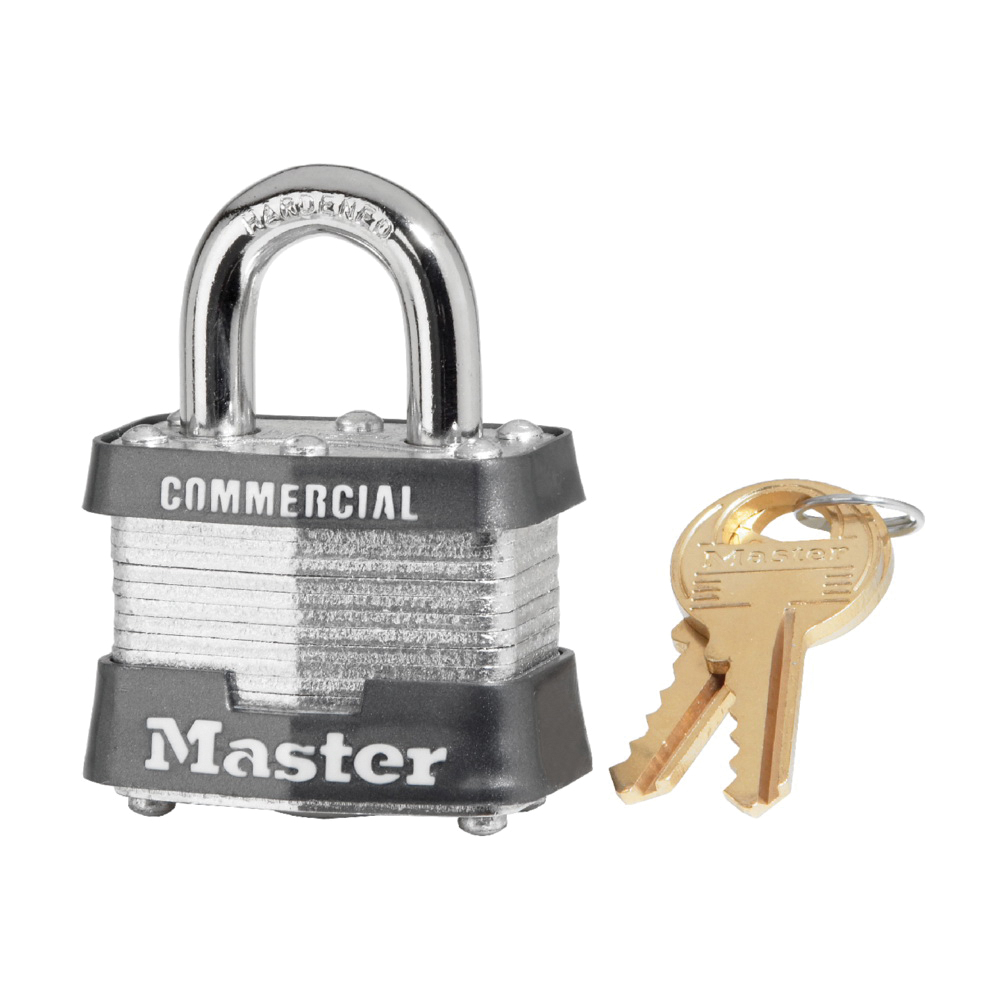 3KA 3212 Padlock, 1-9/16 in W Body, Key No: 3212, Keyed Alike Key, Open Shackle, 9/32 in Dia Shackle