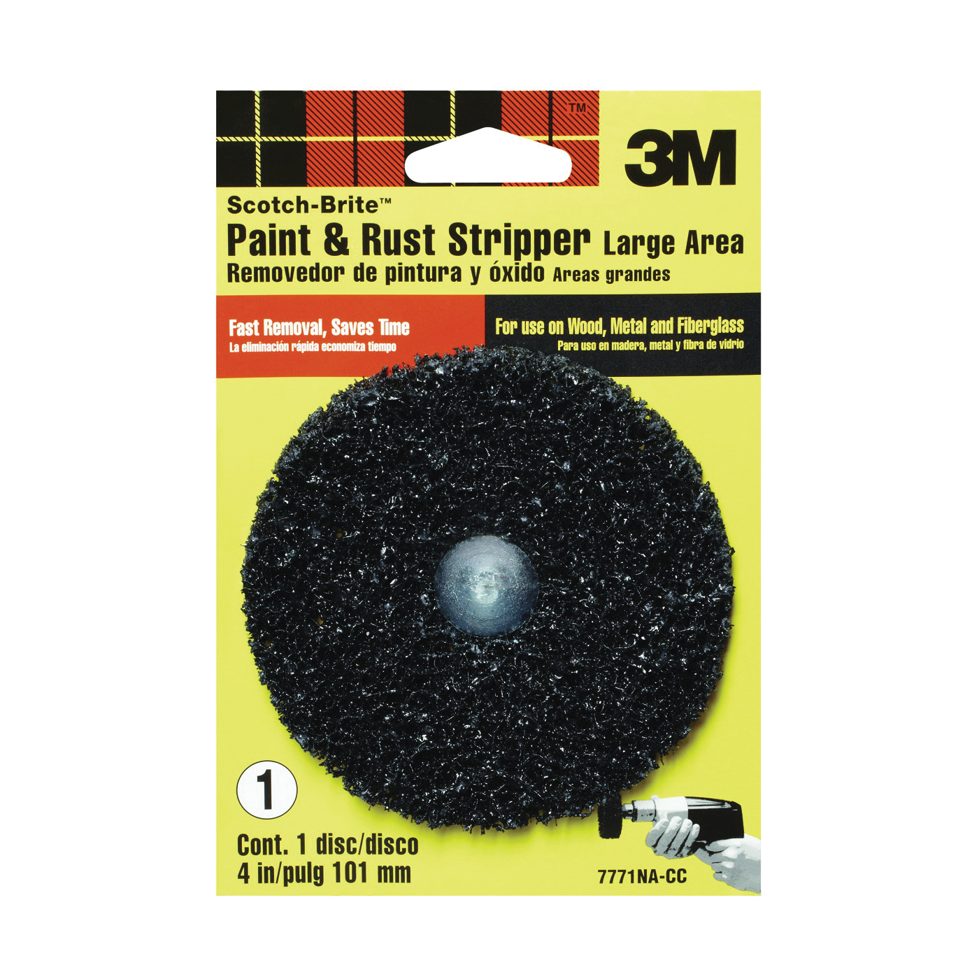 Scotch-Brite 7771 Paint and Rust Stripper, 4 in Dia, 1/4 in Arbor