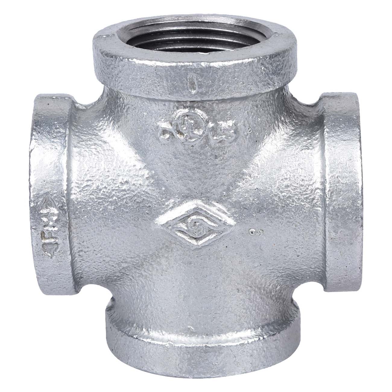 PPG180-25 Pipe Cross, 1 in, Female, Malleable Iron, 40 Schedule, 300 psi Pressure