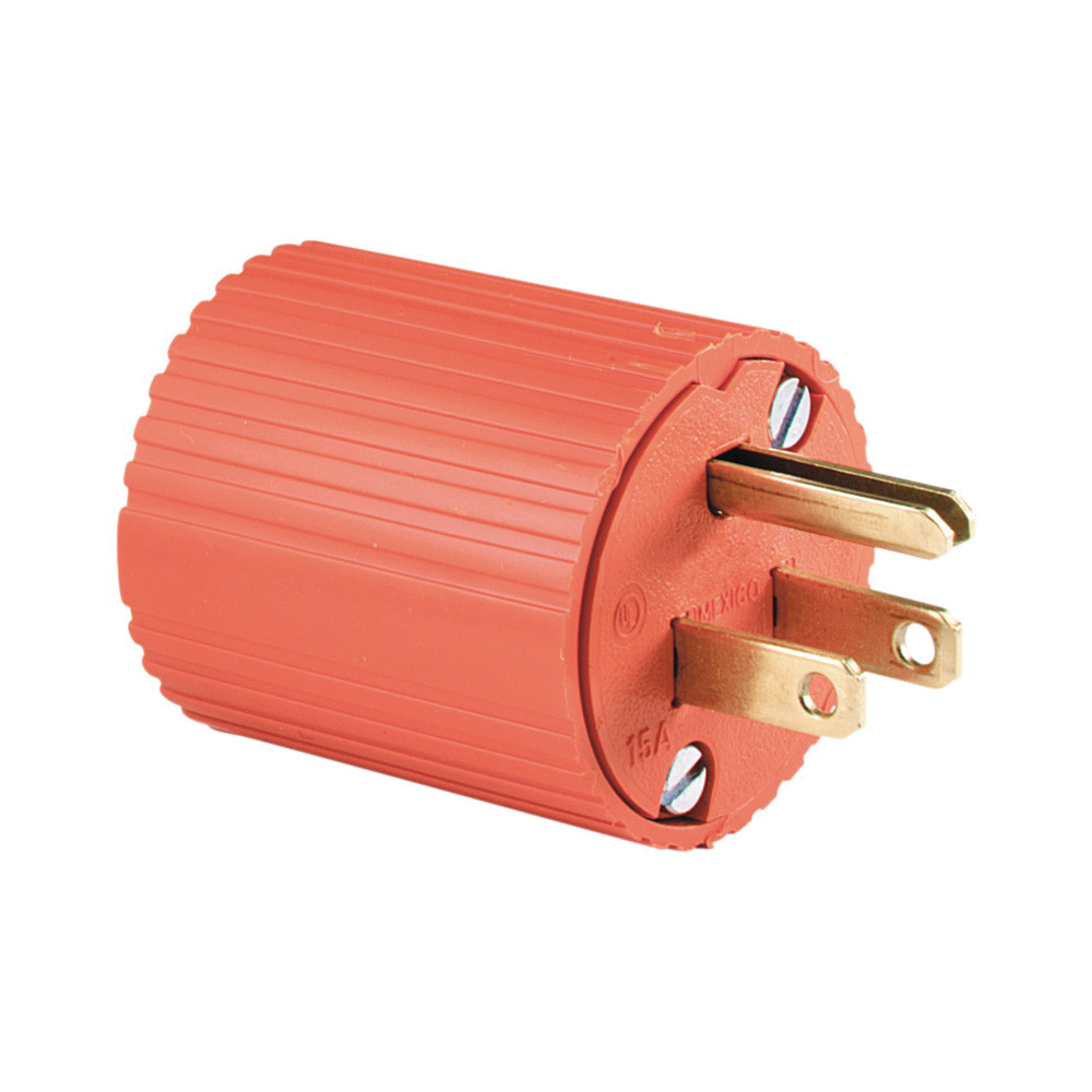 6867-BOX Electrical Plug, 2 -Pole, 15 A, 125 V, NEMA: NEMA 5-15, Orange