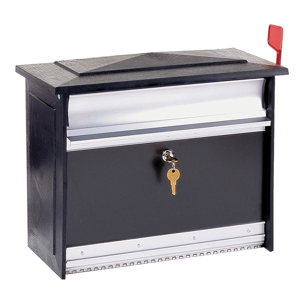 Mailsafe MSK00000 Mailbox, 840 cu-in Capacity, Aluminum, Black, 17.1 in W, 8.4 in D, 13.3 in H