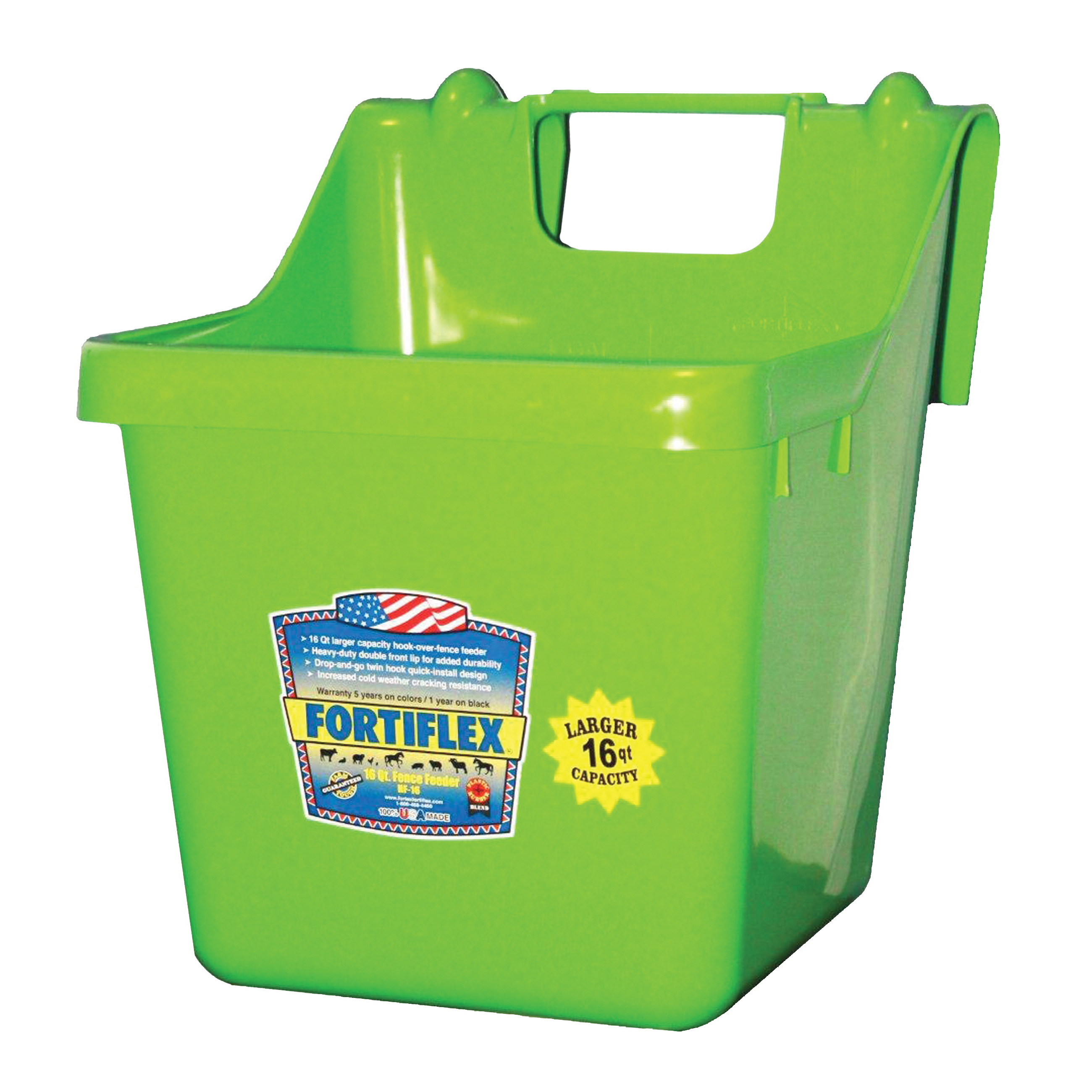 Fortex-Fortiflex 1301643 Bucket Feeder, 16 qt Volume, Fortalloy Rubber Polymer, Green