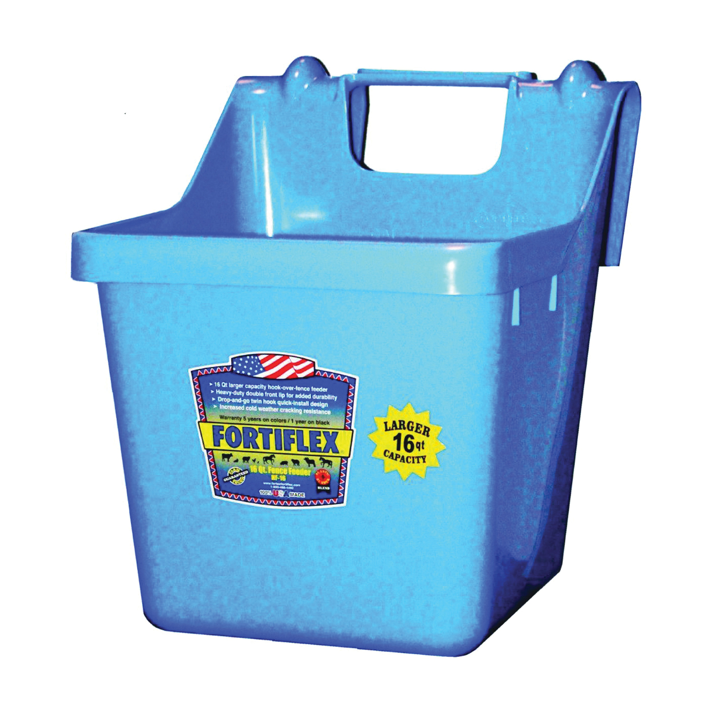 1301640 Bucket Feeder, 16 qt Volume, Fortalloy Rubber Polymer, Sky Blue