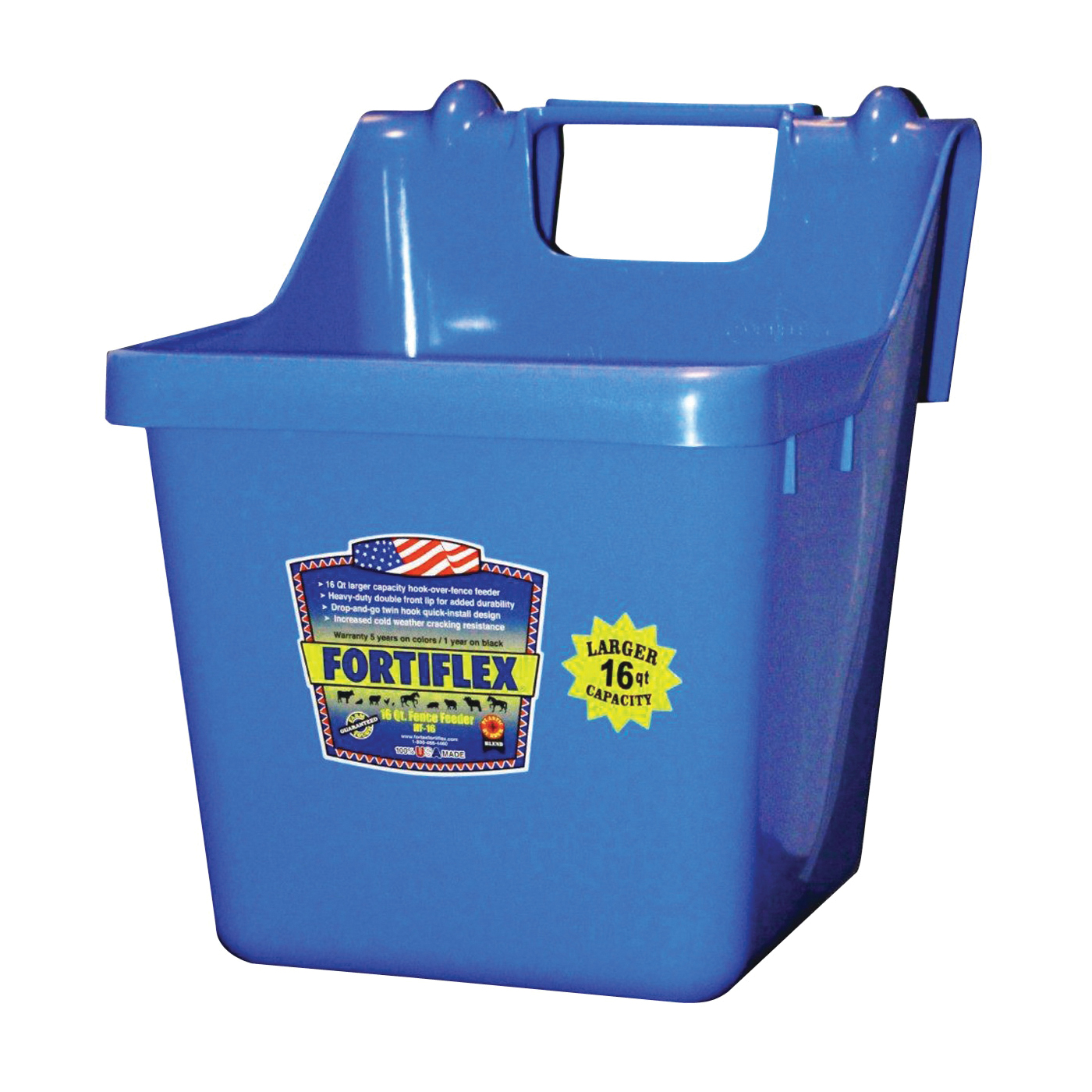 Fortex-Fortiflex 1301600 Bucket Feeder, 16 qt Volume, Fortalloy Rubber Polymer, Blue