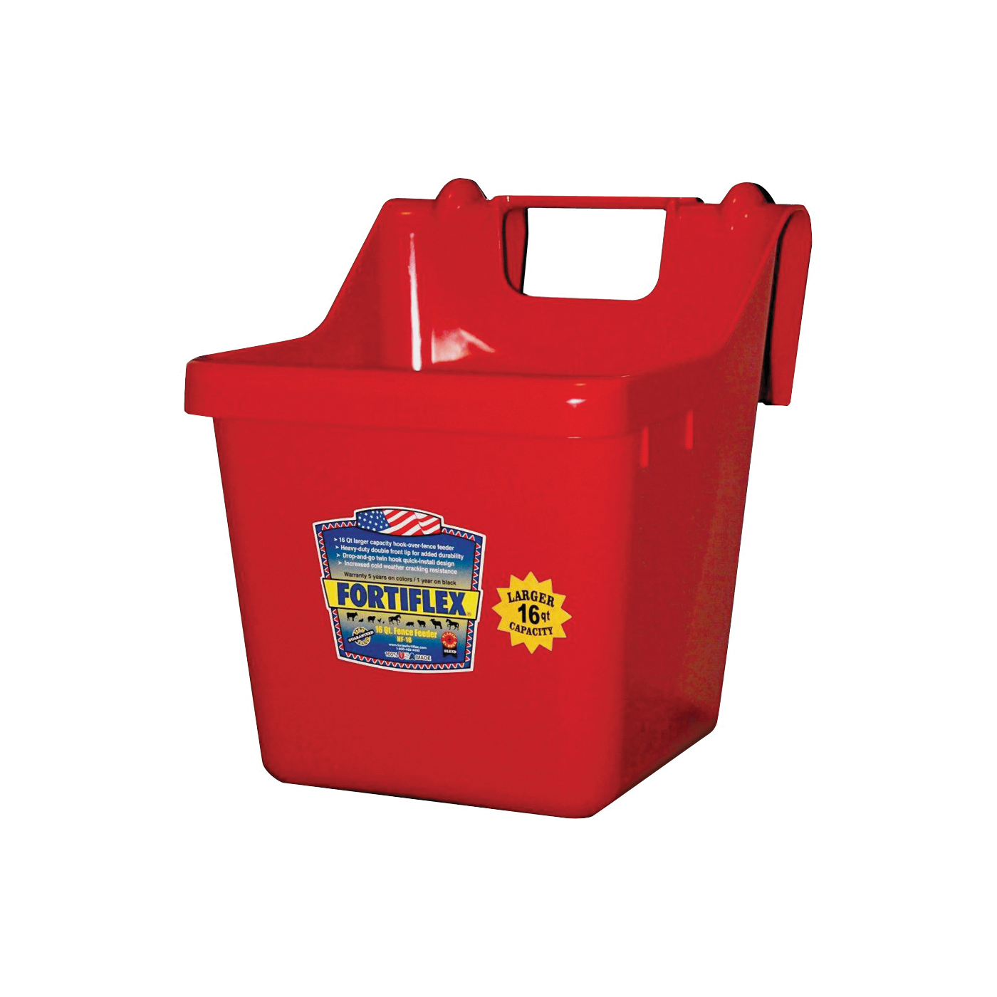 Fortex-Fortiflex 1301602 Bucket Feeder, 16 qt Volume, Fortalloy Rubber Polymer, Red
