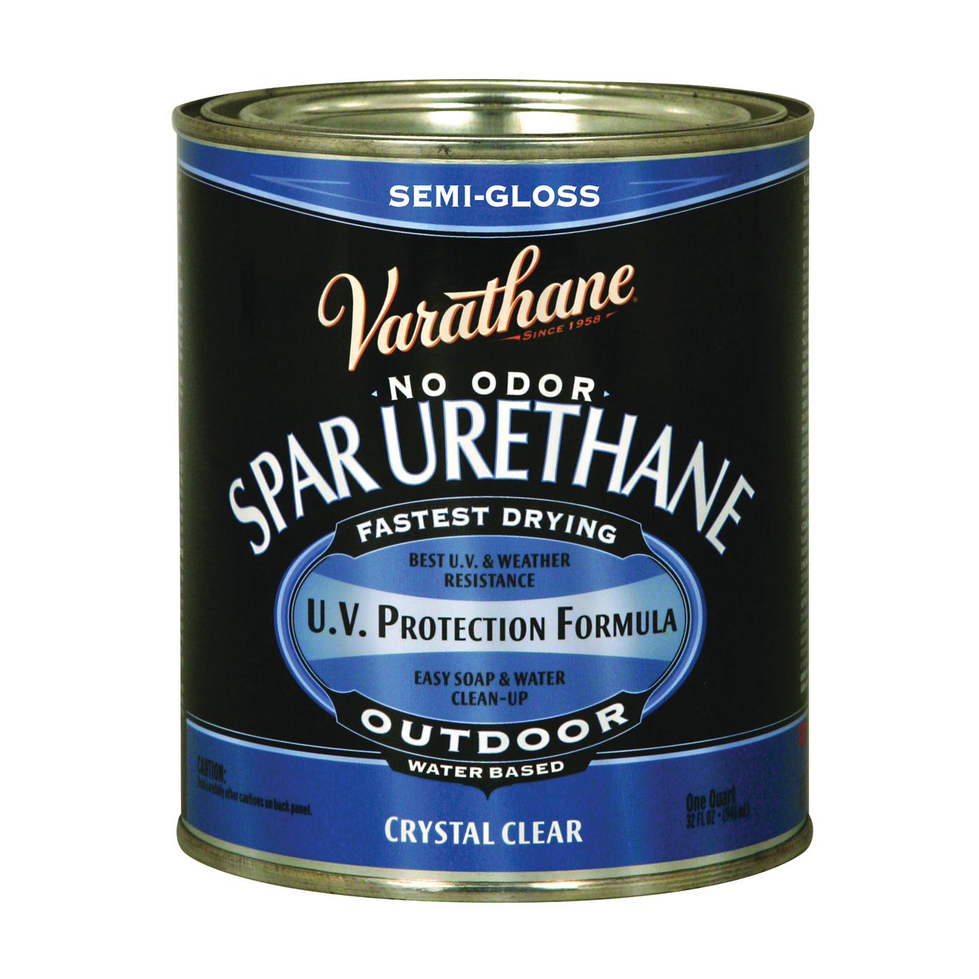 250141H Waterbased Polyurethane, Semi-Gloss, Liquid, Crystal Clear, 1 qt, Can