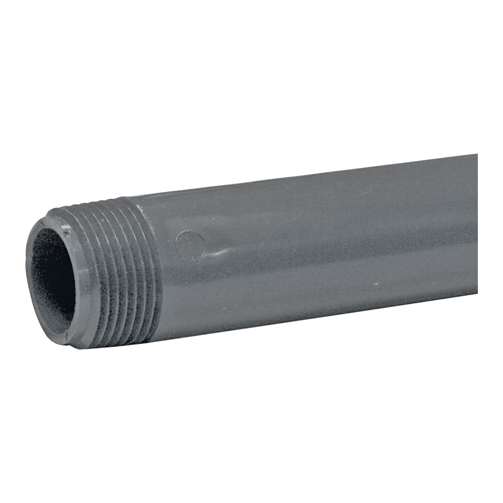 P-1-12 Pipe Nipple, 1 in, MIP x MIP, PVC, Gray, SCH 80 Schedule, 12 in L