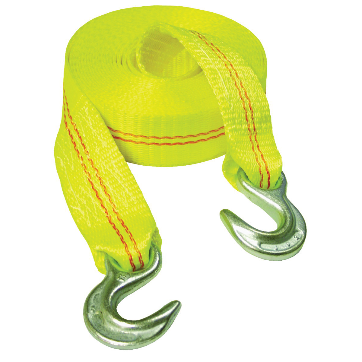 02825 Emergency Tow Strap, 12,000 lb, 2 in W, 25 ft L, Hook End, Yellow