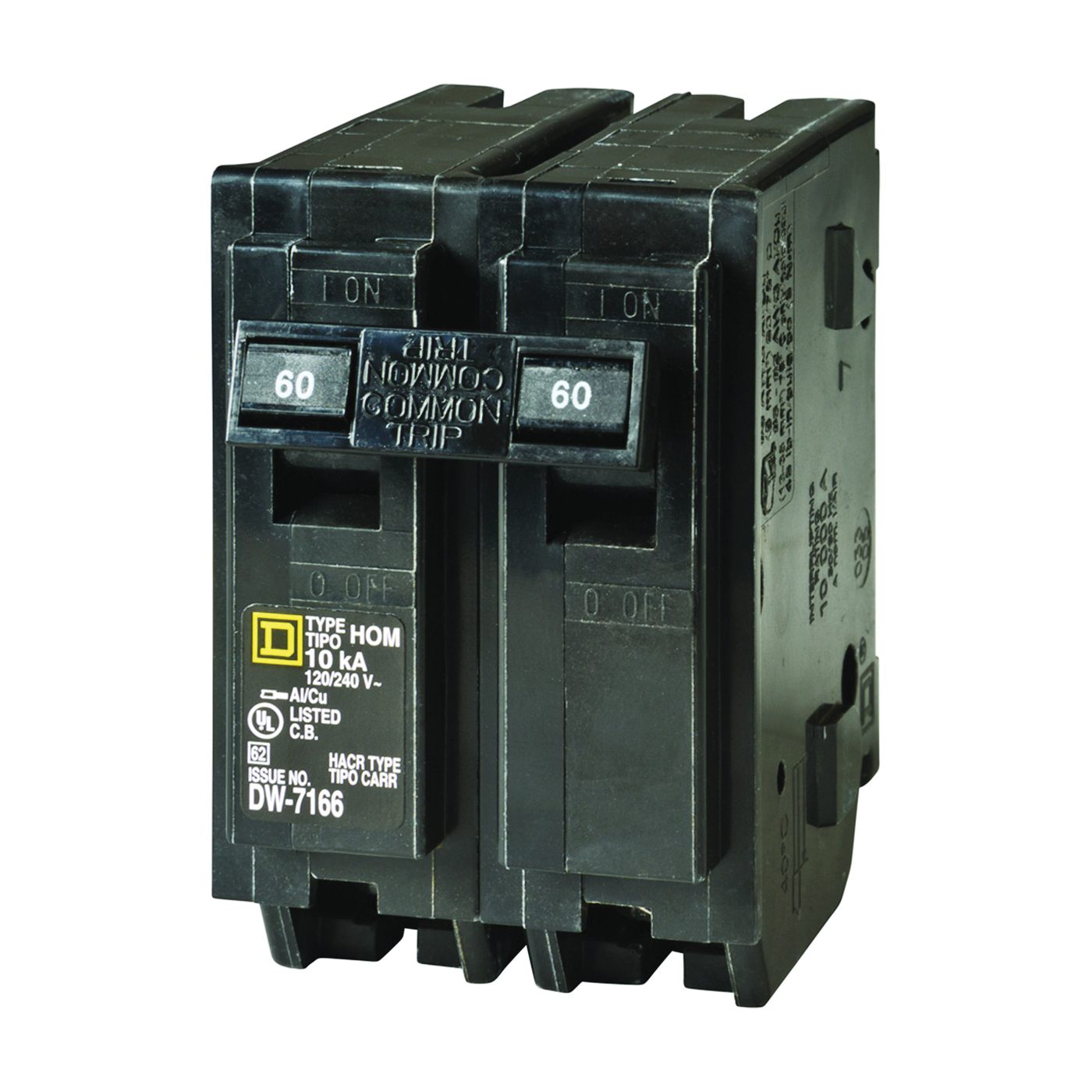 Homeline HOM260C Circuit Breaker, Mini, 60 A, 2 -Pole, 120/240 V, Plug Mounting, Black