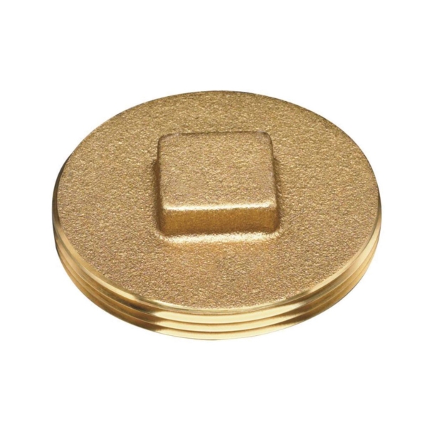 42369 Cleanout Pipe Plug, 1-1/2 in, Raised Head, Brass