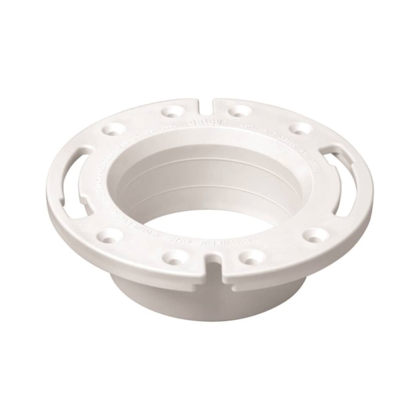 43587 Closet Flange, 4 in Connection, PVC, White, For: Most Toilets