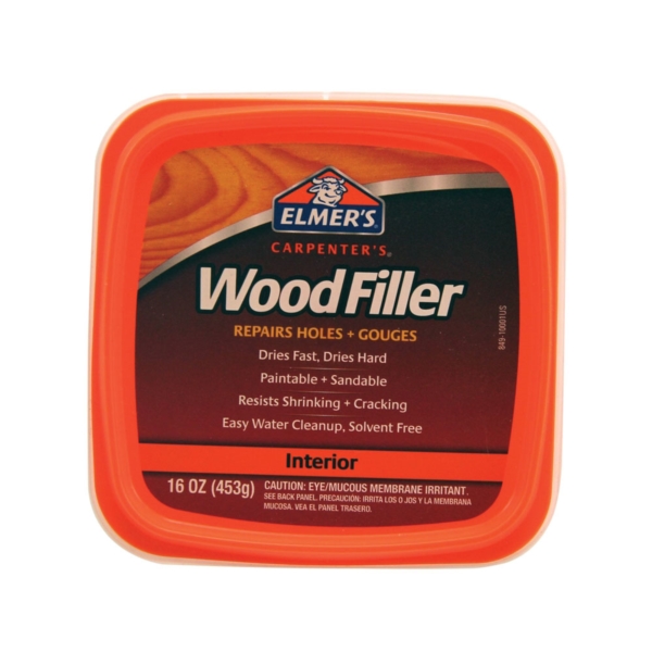 Elmers E849D8 Wood Filler, Paste, Mild Acrylic, Light Tan, 1 pt - 1