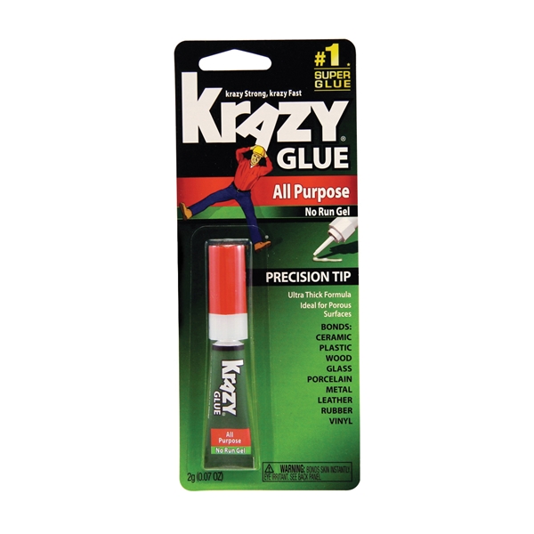 KG86648R No-Run Gel Super Glue, Liquid, Irritating, Clear, 2 g Tube