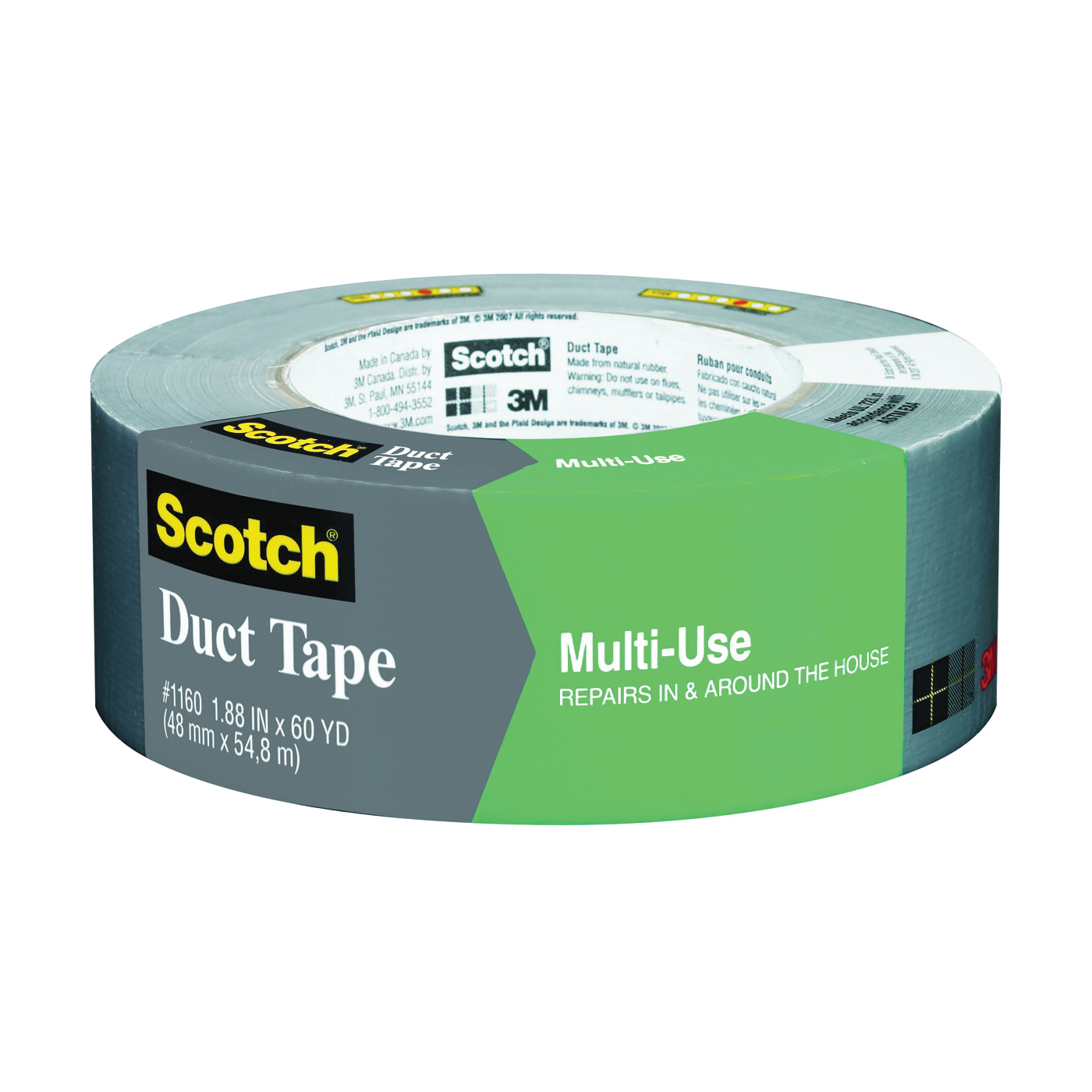 2960-A Duct Tape, 60 yd L, 1.88 in W, Silver