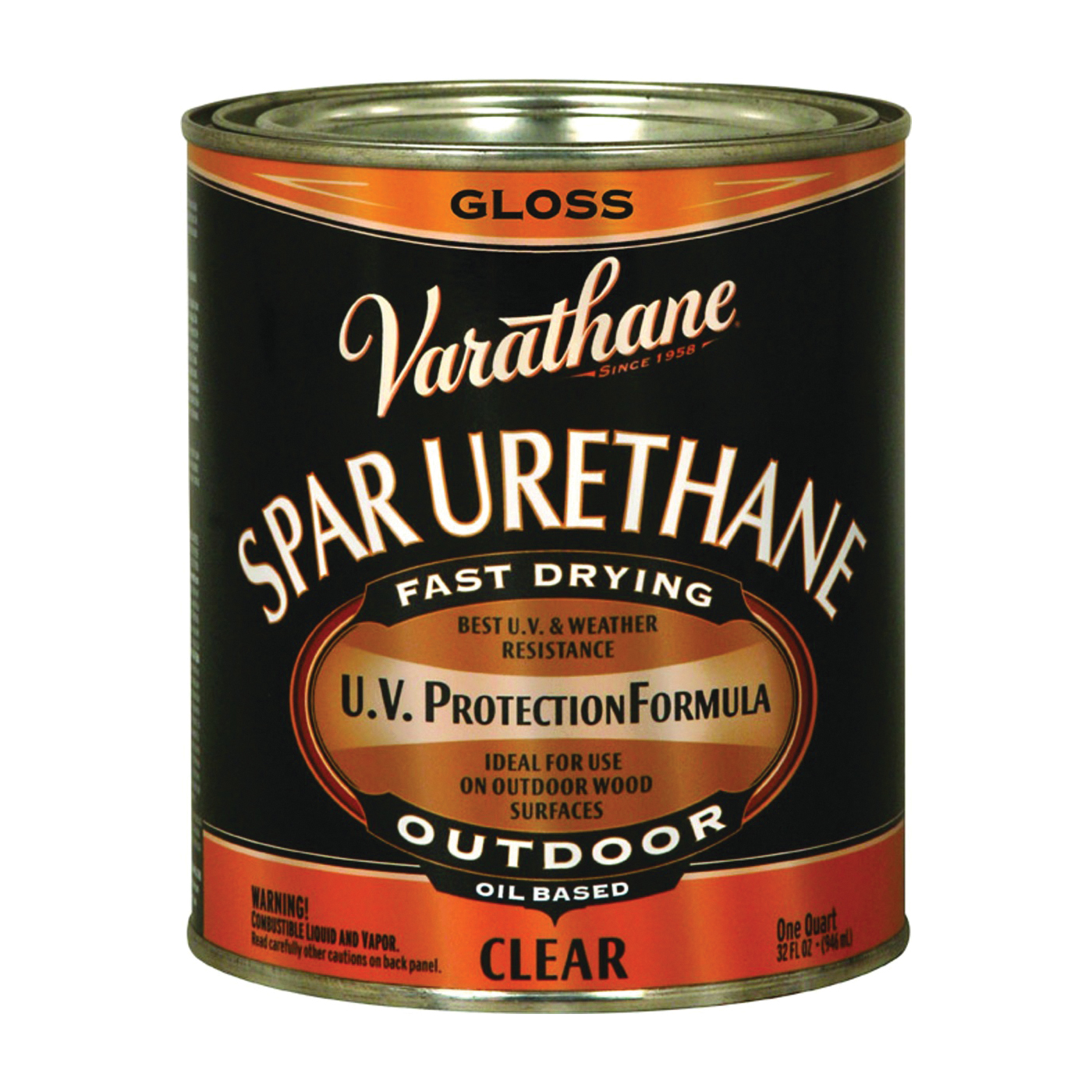 Varathane 9241H Spar Varnish, Gloss, Clear, Liquid, 1 qt, Can - 2