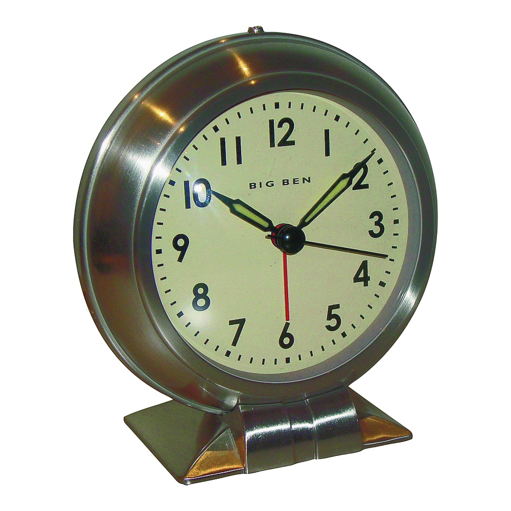 90010 Alarm Clock, AA Battery, Steel Case