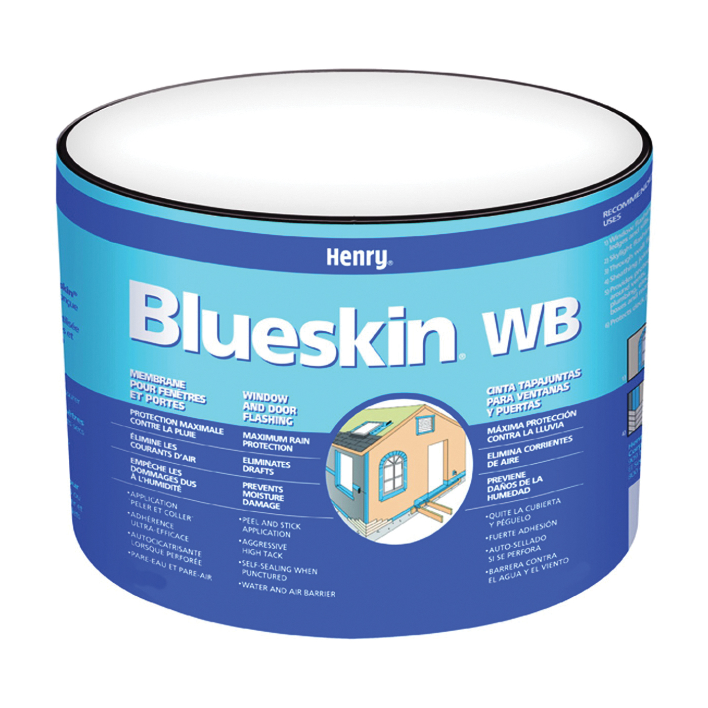 WB25 HE201WB929 Window and Door Flashing, 75 ft L, 4 in W, Paper, Blue, Self-Adhesive