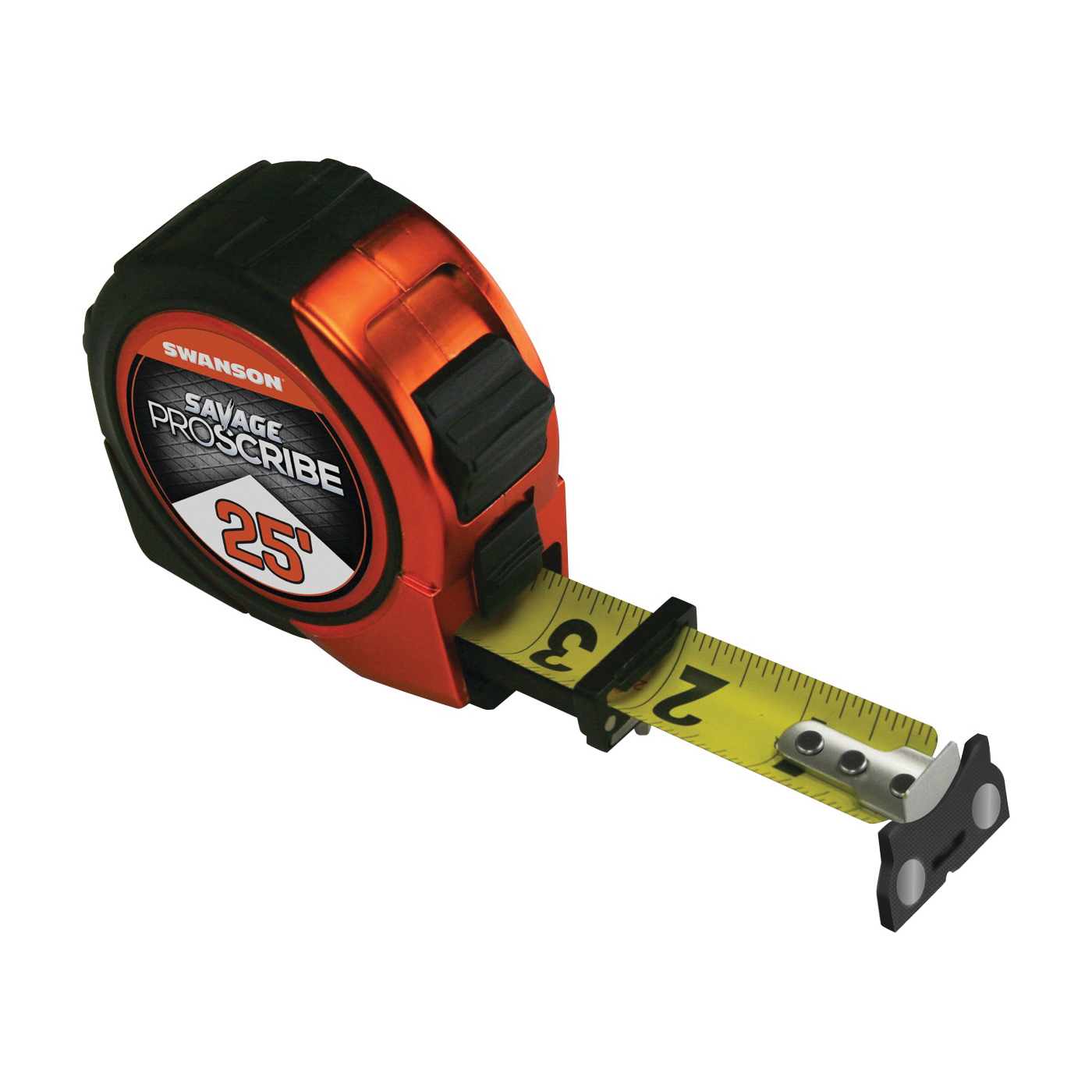 SAVAGE Series SVPS25M1 Tape Measure, 25 ft L Blade, 1 in W Blade, ABS/Rubber Case