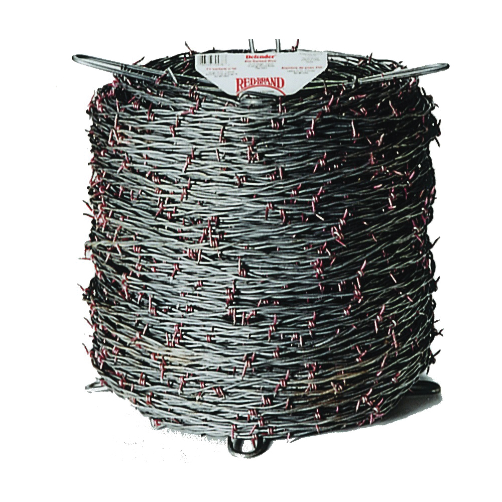 70476 Barbed Wire, 1320 ft L, 12-1/2 Gauge, 4 in Points Spacing, Galvanized Steel