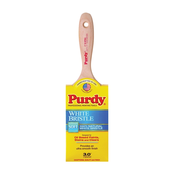 Purdy 380430 Trim Brush, Natural White, Hardwood Handle, 3 in W, Flat Brush, China Bristle, Beaver Tail Handle