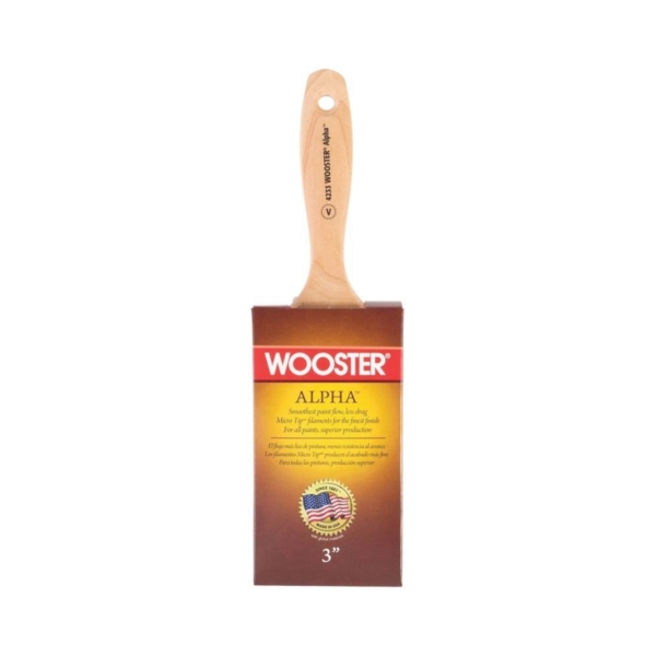 Wooster 4233-3 Paint Brush, 3 in W, 3-3/16 in L Bristle, Synthetic Bristle, Varnish Handle