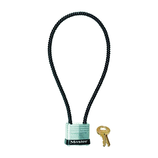 107DSPT Gun Lock with Padlock, Keyed Different Key, Cable Shackle, 0.22 in Dia Shackle, Steel Body