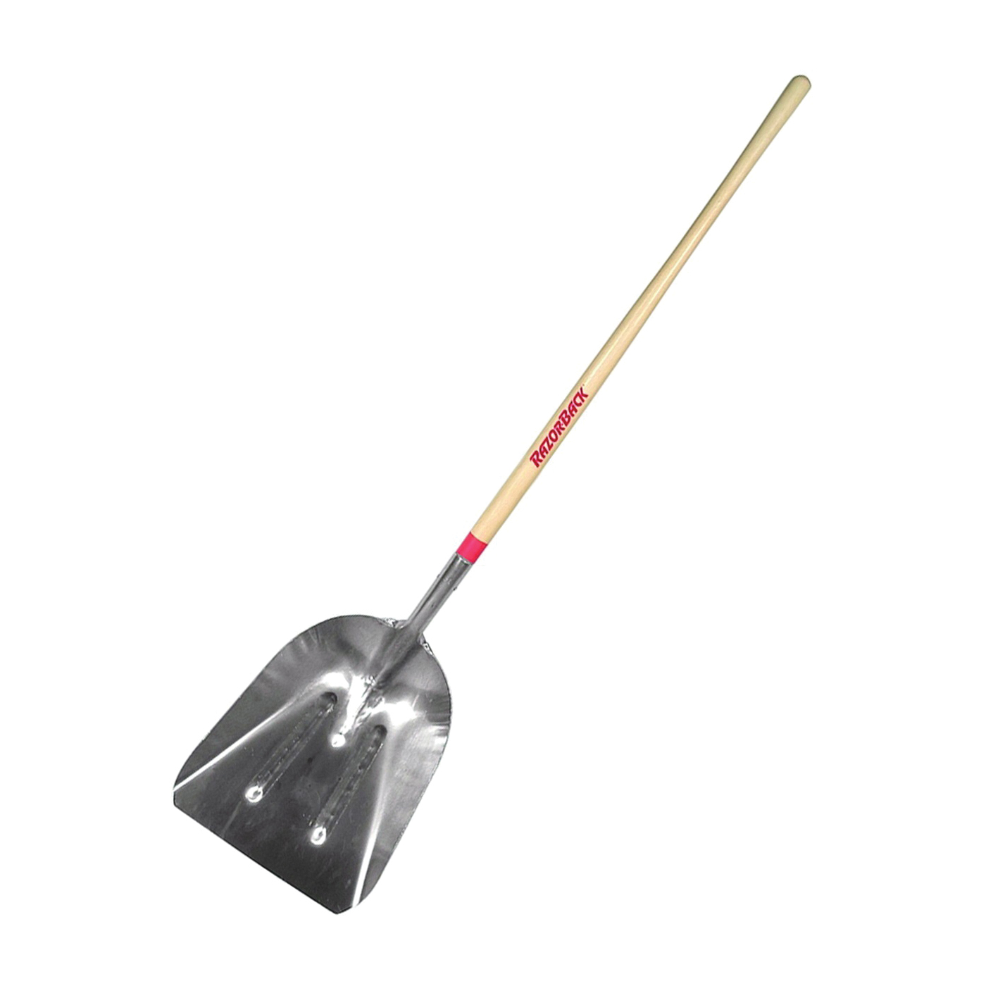 53127 Scoop Shovel, 14-1/4 in W Blade, 18 in L Blade, Aluminum Blade, Wood Handle, Long Handle, 68-3/4 in OAL