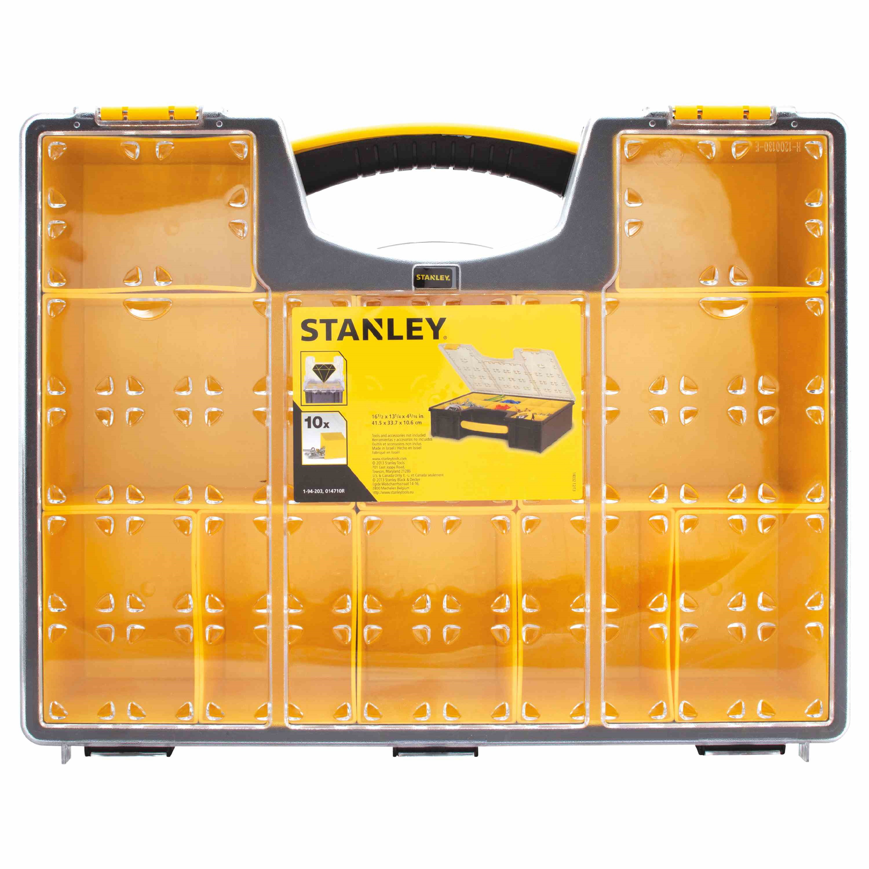 Stanley 014710R Small Parts Organizer, 17-1/2 in L, 14 in W, 4-1/2 in H, 10-Compartment