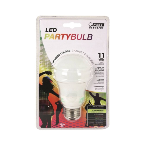 A19/LED/PARTY Color Changing LED Party Bulb, Flood, Spotlight, A19 Lamp, E26 Lamp Base, Silver