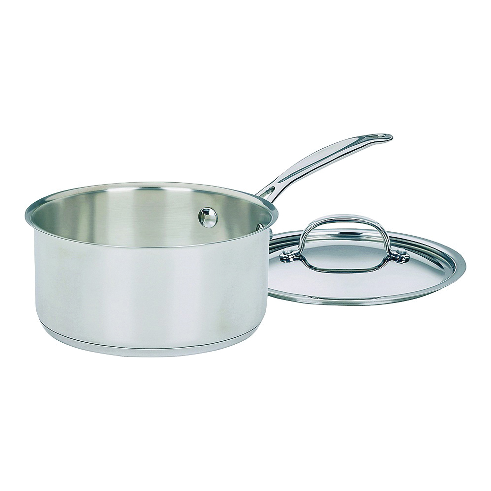 Chef's Classic 719-18 Sauce Pan with Cover, 2 qt Capacity, Aluminum, Polished Mirror, Riveted Handle