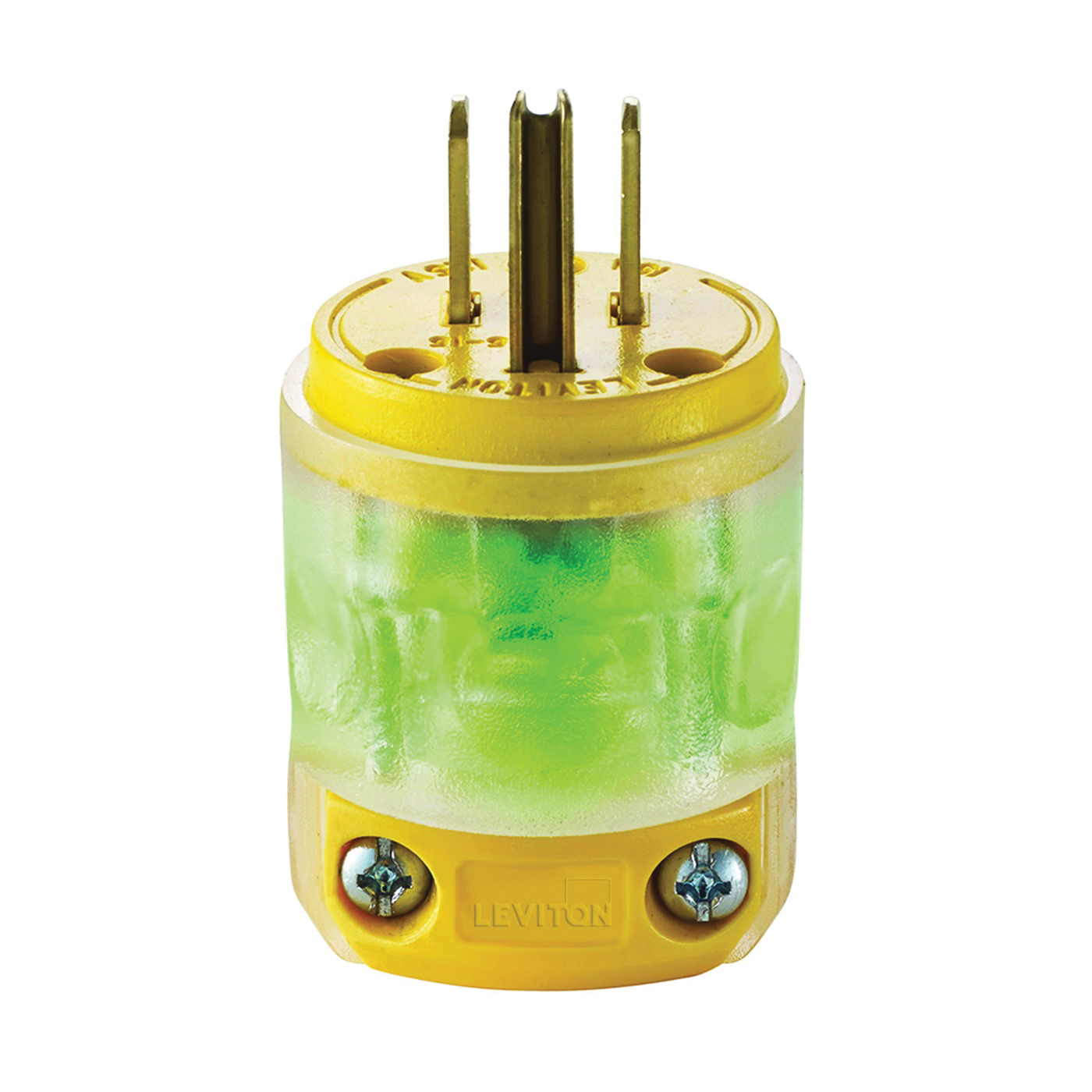 Leviton R50-515PV-LIT Electrical Plug, 2 -Pole, 15 A, 125 V, NEMA: NEMA 5-15P, Transparent Yellow